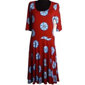 LuLaRoe XL Nicole Dress Red Blue Floral NEW